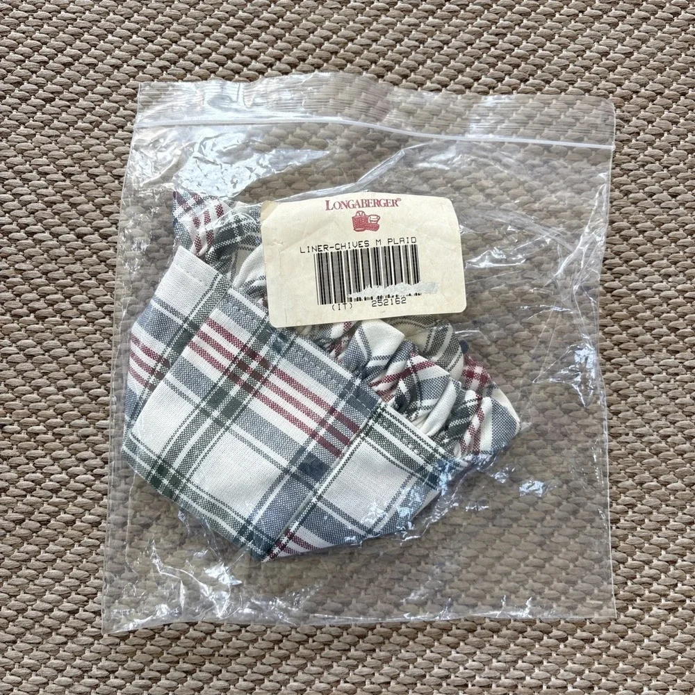 Longaberger Market Day Plaid Chives Basket Liner #252162
